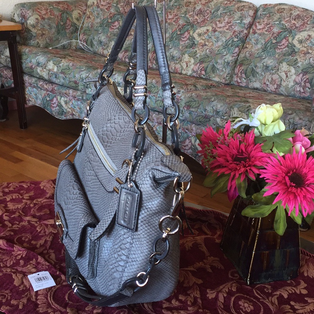 Coach Kristin Pinnacle Embose Python Satchel - image 4